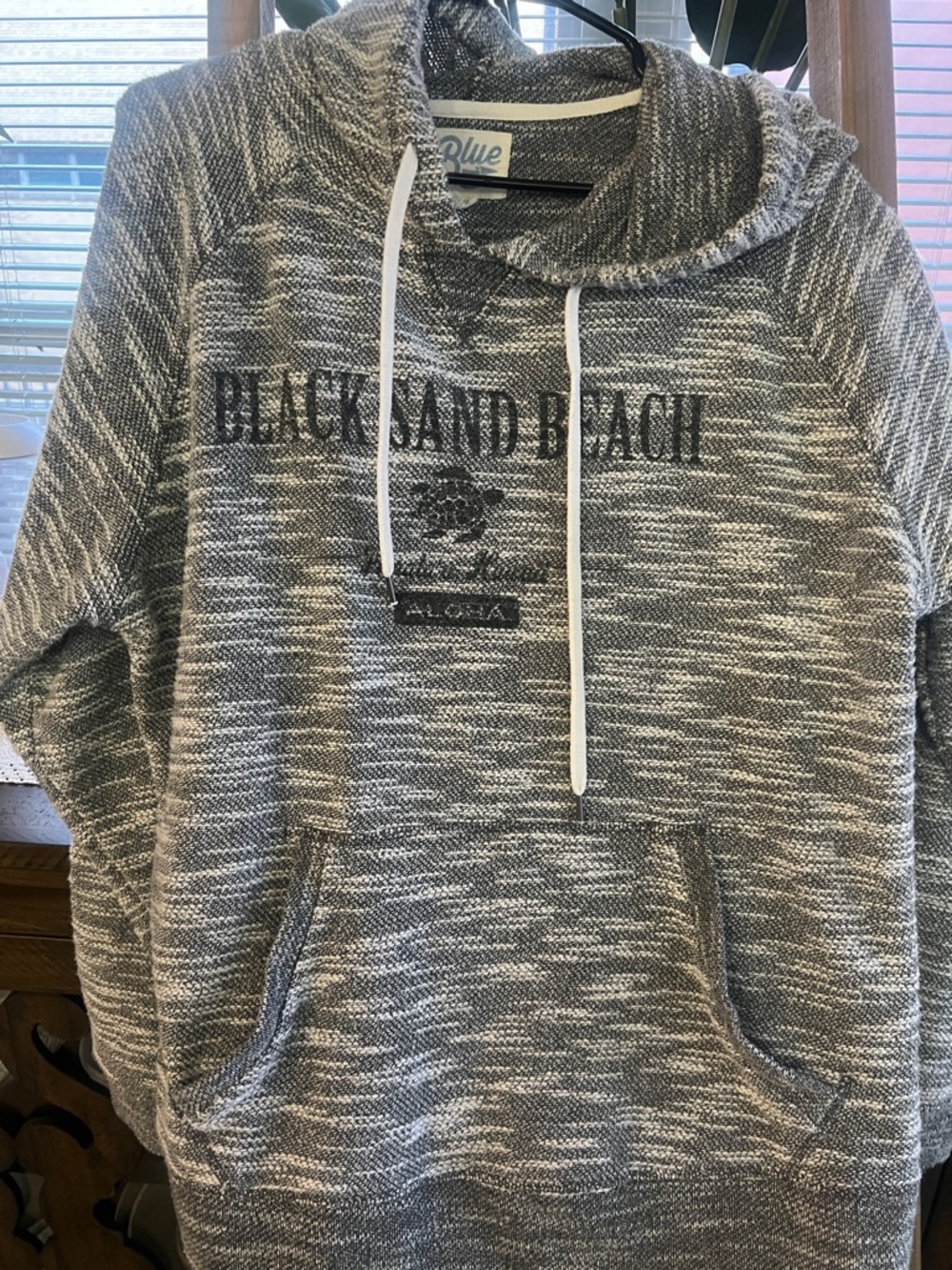 Blue 84 Gray Marled Hooded Sweatshirt with White Drawstrings